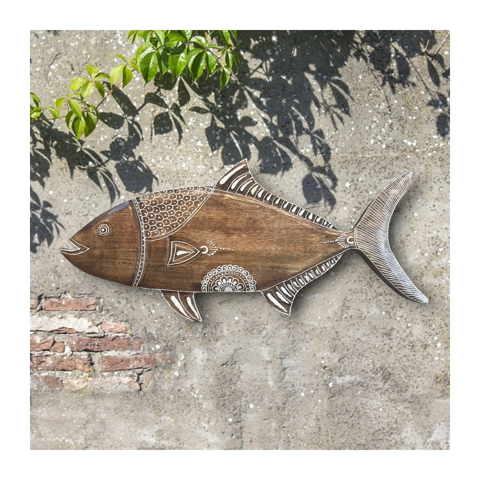 Amber Jack Wall Hanging Fish -Natural White